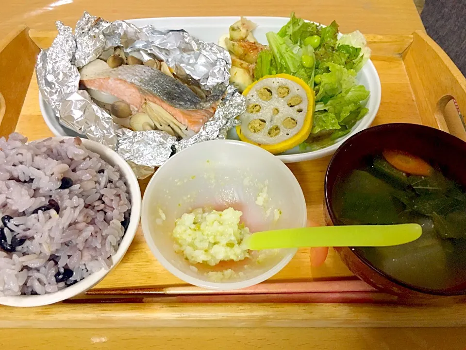 Snapdishの料理写真:私の晩ご飯🐟&離乳食🍚|かわちさん