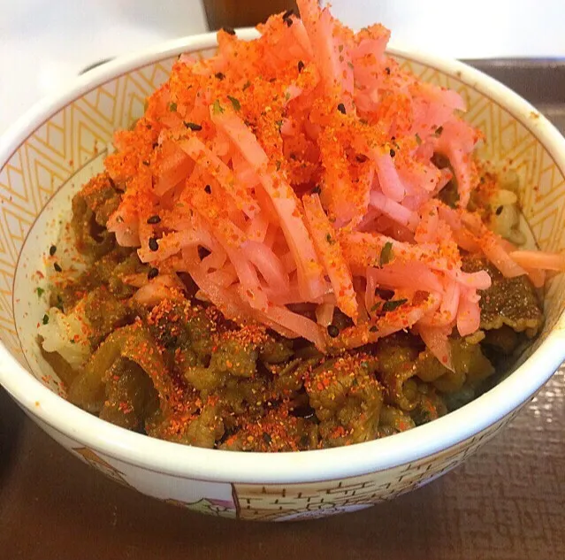 紅丼 紅生姜牛丼 並 すき家バージョン|ガク魁‼︎男飯さん