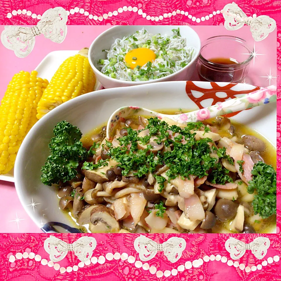 『スプーンが止まらない キノコのマリネ🍄』～ 『しらす丼』～ 🍀グルメだれ美味しい😋😋|ロコタンさん