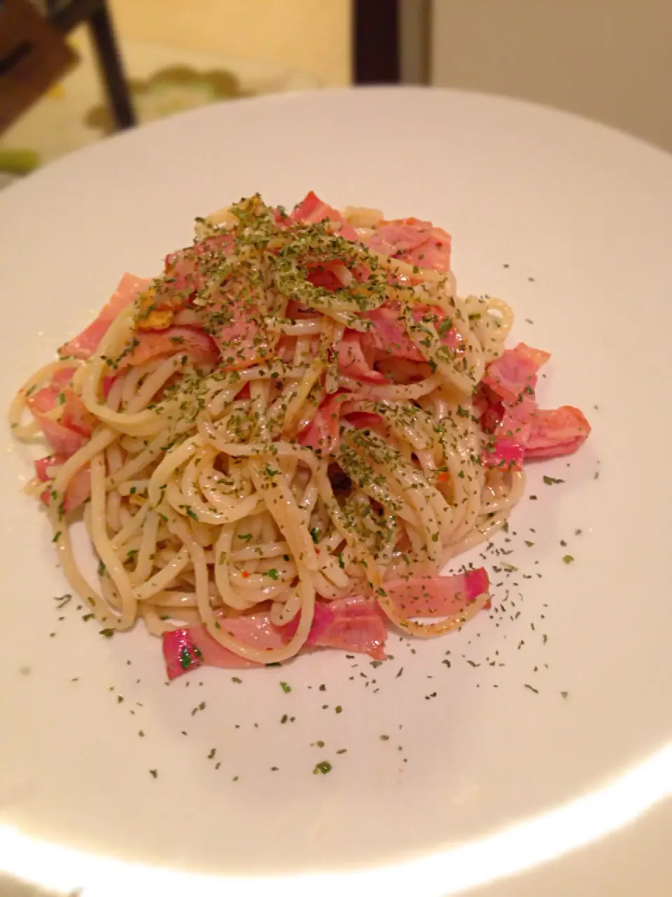 グルテンフリー麺、糖質ゼロのベーコンでペペロンチーノ|どすきり あいこさん