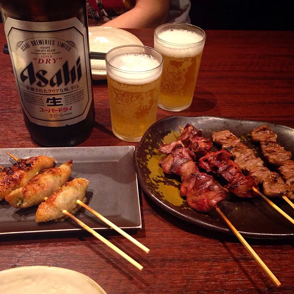 焼き鳥と瓶ビール❤️|nao子さん