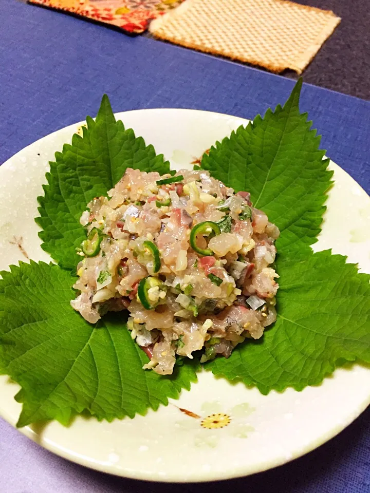 鯵のなめろう 青唐辛子入り|ほっけまんさん