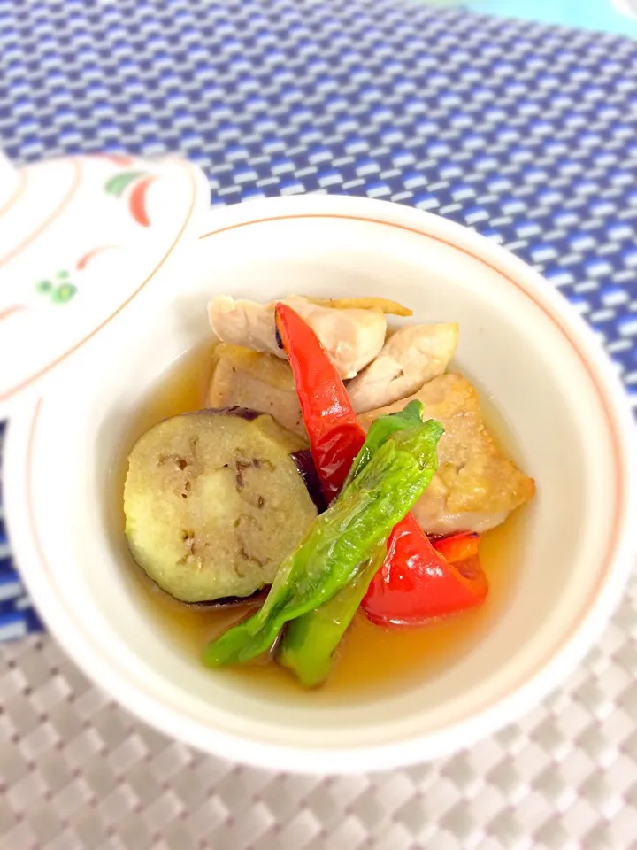 鶏肉と夏野菜の焼きびたし🍀
ゆずごしょう風味😋|takachunさん