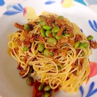 まぐろフレークと枝豆のパスタ|あこさん