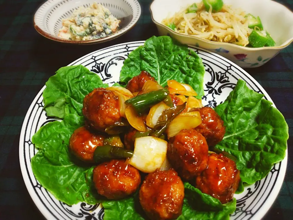 2016.8.28   晩ごはん～🎵
甘酢肉団子 その他。|☆Yumi☆さん