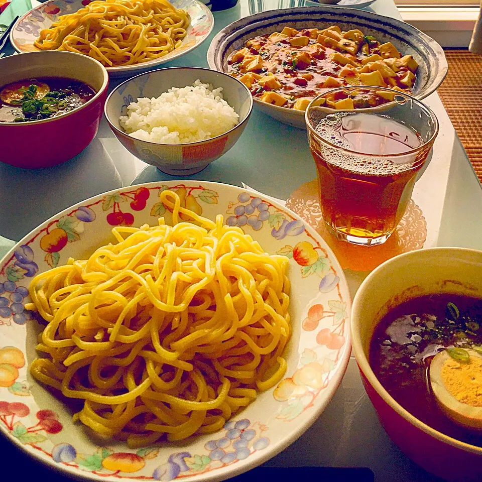 今日のお昼ご飯♡豚骨醤油のつけ麺と麻婆豆腐♡|らいとさん