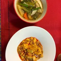 Snapdishの料理写真:麻婆豆腐と水餃子スープ|Aya Fukuiさん