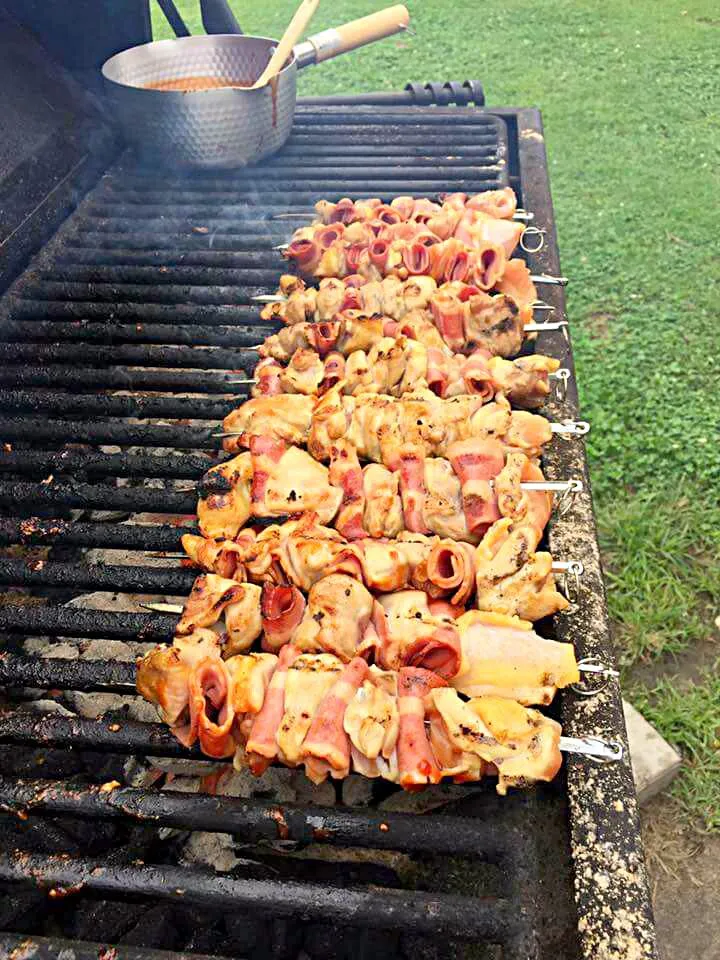 Grilled Chicken & Turkey Bacon Kebabs  with BBQ Sauce|Emanuel Hayashiさん