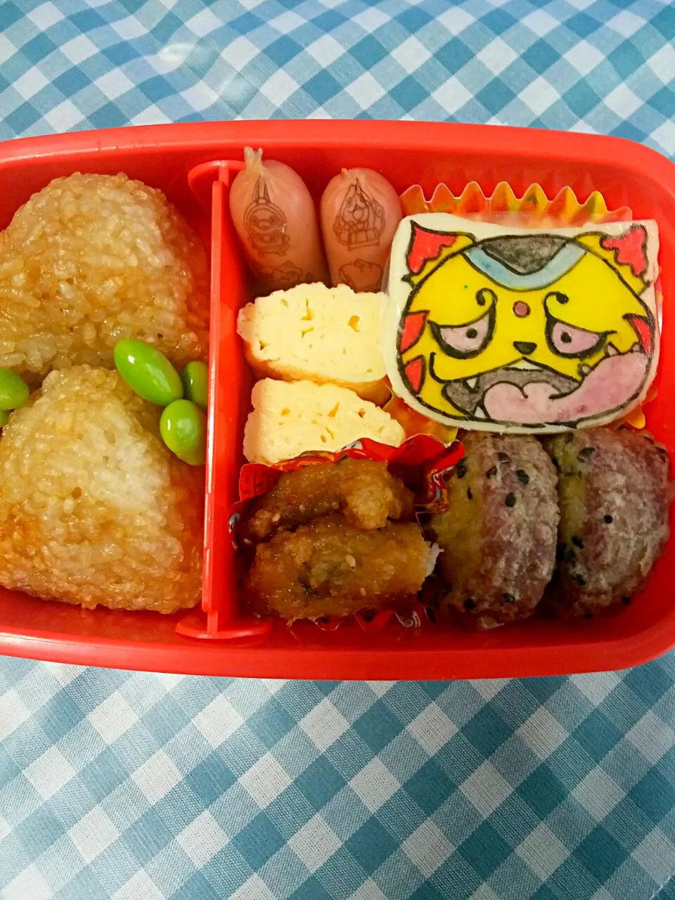 猫きよペロン😸焼おにぎり弁当♪|どんよりーなさん