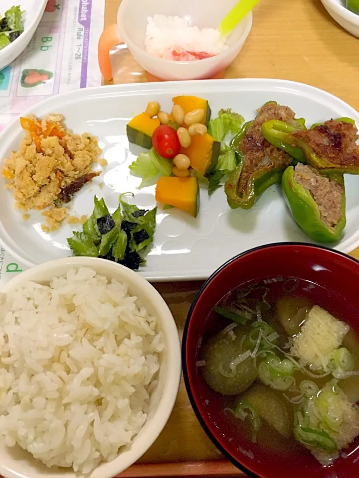 私の晩ご飯(ピーマン肉)&離乳食(トマトお粥)|かわちさん