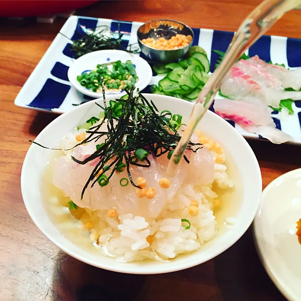 鯛茶漬け 鯛の昆布締め|わるみさん