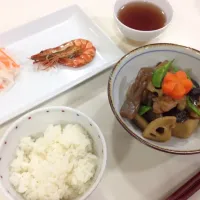 Snapdishの料理写真:筑前煮、海老のつや煮、紅白なます|RUIさん