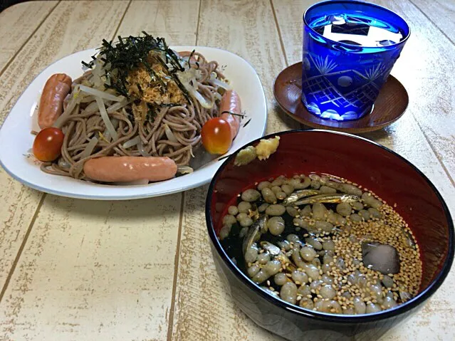 今日の男飯(⌒-⌒; )家計に優しい冷やし蕎麦♫|ひーちゃんさん