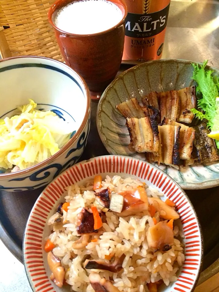 Snapdishの料理写真:明石の干だこでたこ飯＆焼き穴子|Makikomiさん