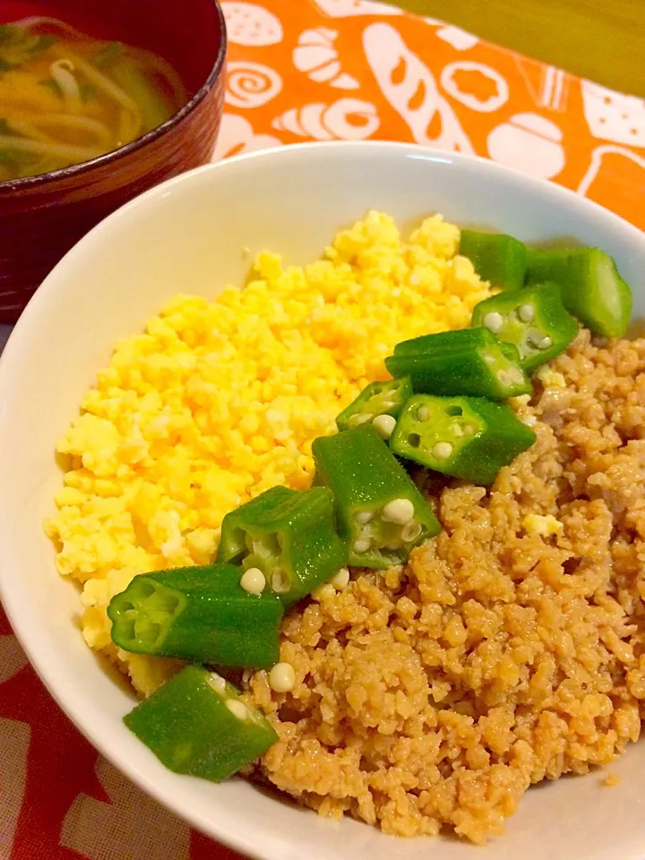 ３色丼で夕食(^O^)|かずみさん