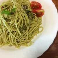 Snapdishの料理写真:バジルソース パスタ|はづきさん