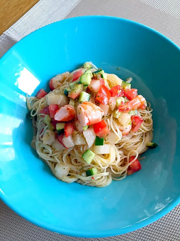 梨の冷製パスタ ビビン麺風|ミッキーさん