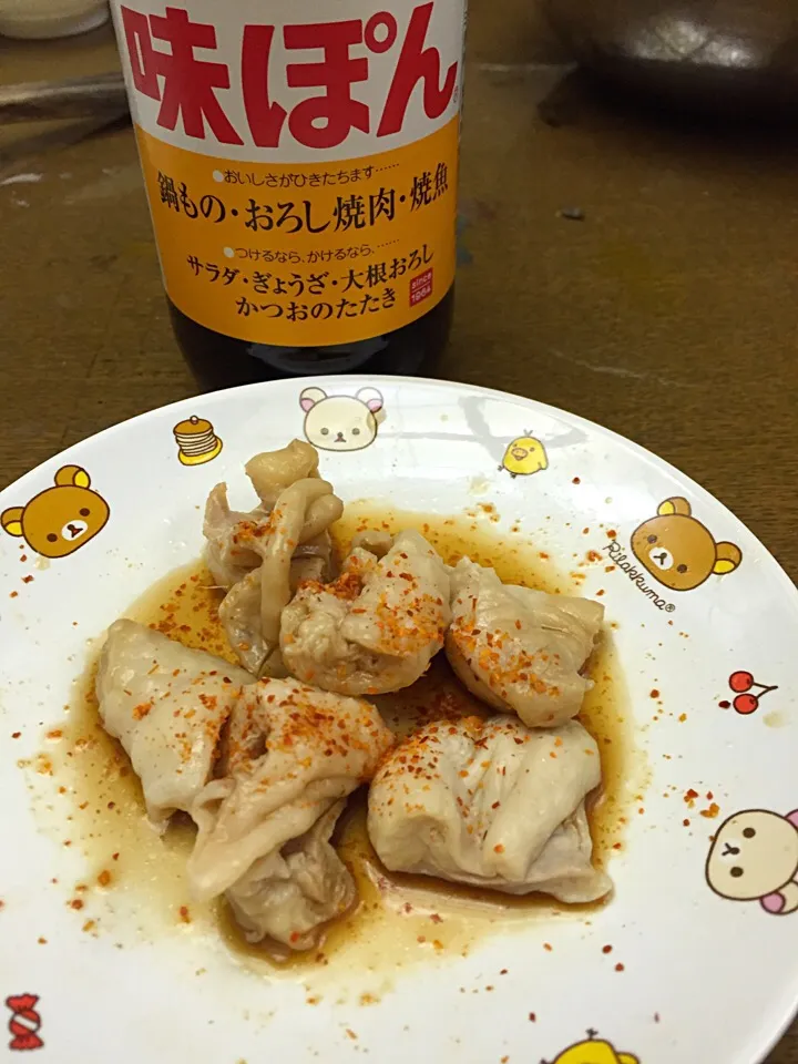 ポン酢 当たったので   鶏皮ポン酢♪|yakimaさん