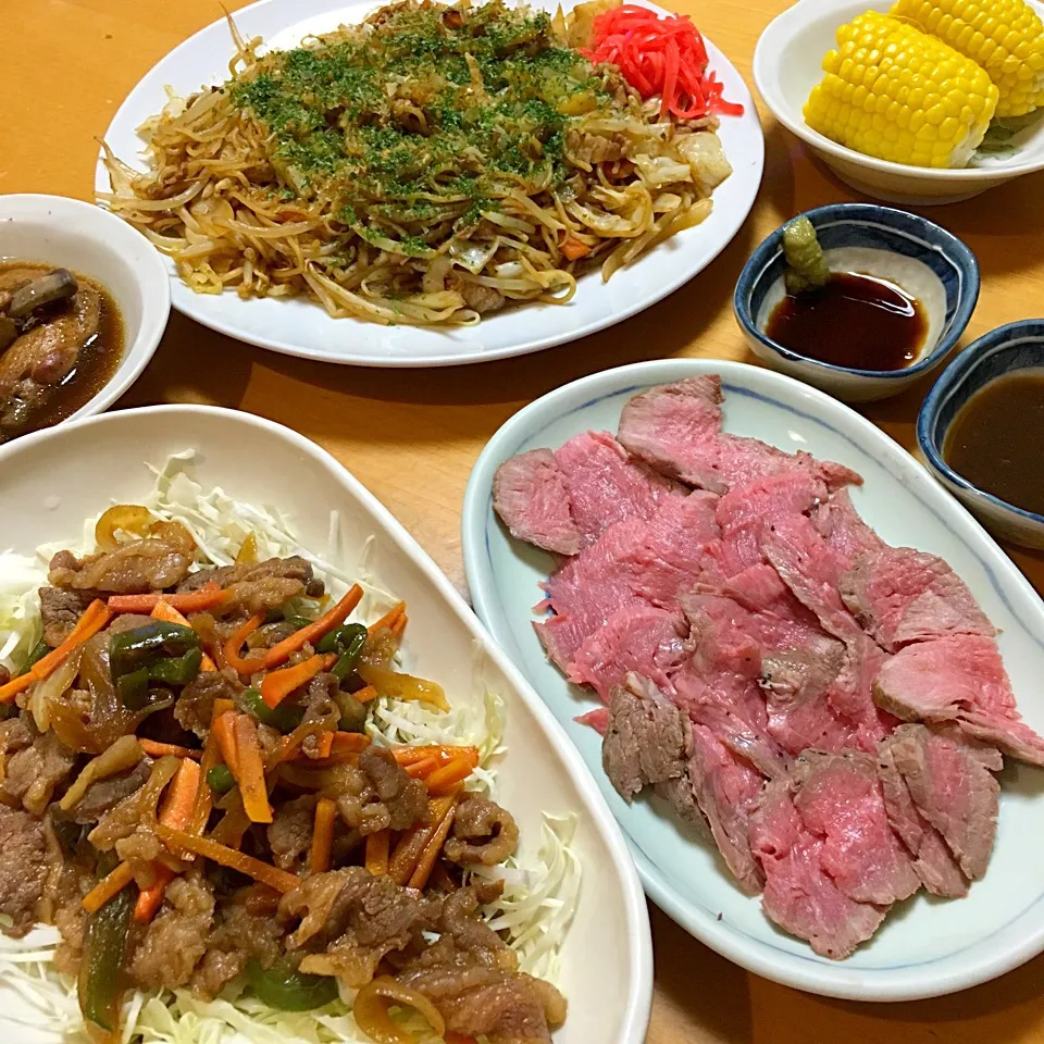 今日のつまみ★ローストビーフ＆牛肉と野菜炒め|kimikimiさん