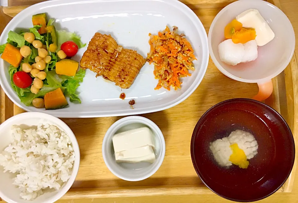 Snapdishの料理写真:晩ご飯🐟(鱧のお吸い物・照り焼き)&離乳食|かわちさん