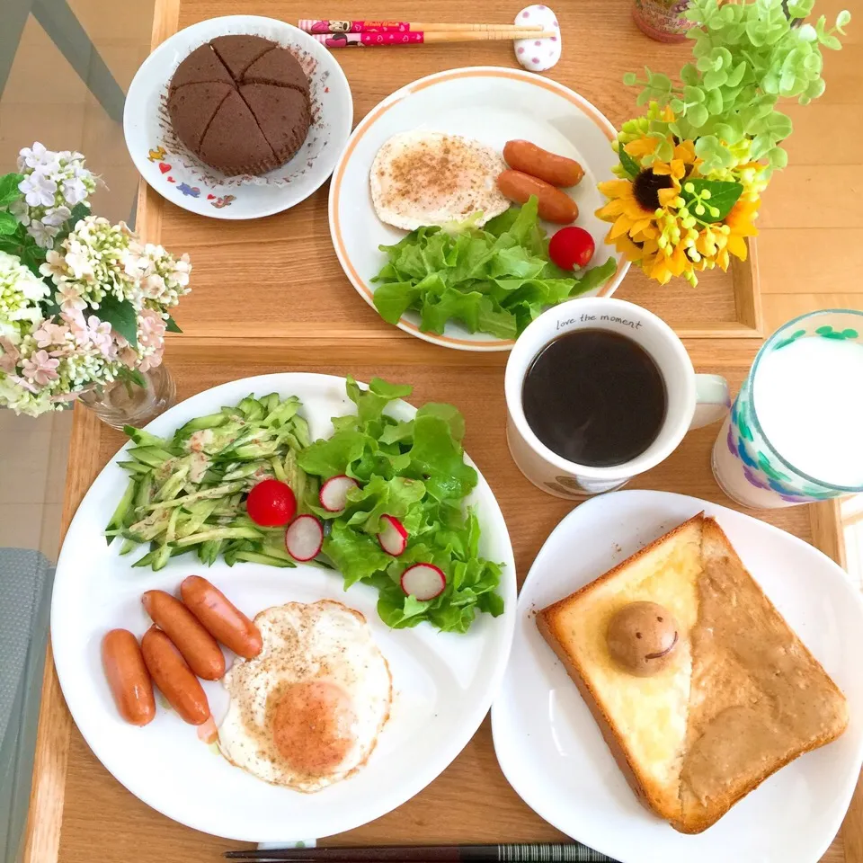 Snapdishの料理写真:9/3❤︎主人と娘の休日モーニング❤|Makinsさん