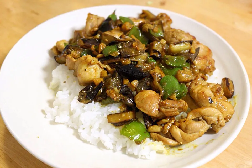 なすと鶏肉のドライカレー|いわなさん