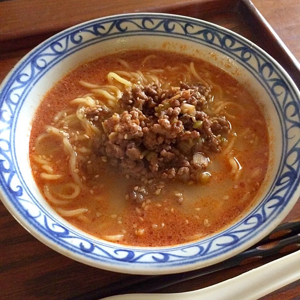 Snapdishの料理写真:サッポロ一番大人の担々麺 肉味噌トッピング|マユマユさん