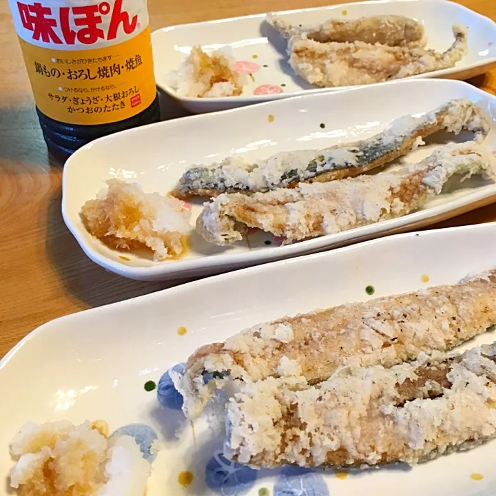 サンマの唐揚げ アジの唐揚げ おろしポン酢添え|ツインズママさん