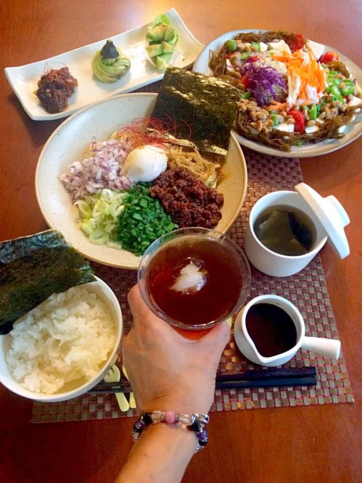 Today's Dinner🍴前菜･ねばねば納豆&豆腐ｻﾗﾀﾞ･台湾混ぜそば･追い飯･大根とわかめの中華風ｽｰﾌﾟ|🌈Ami🍻さん