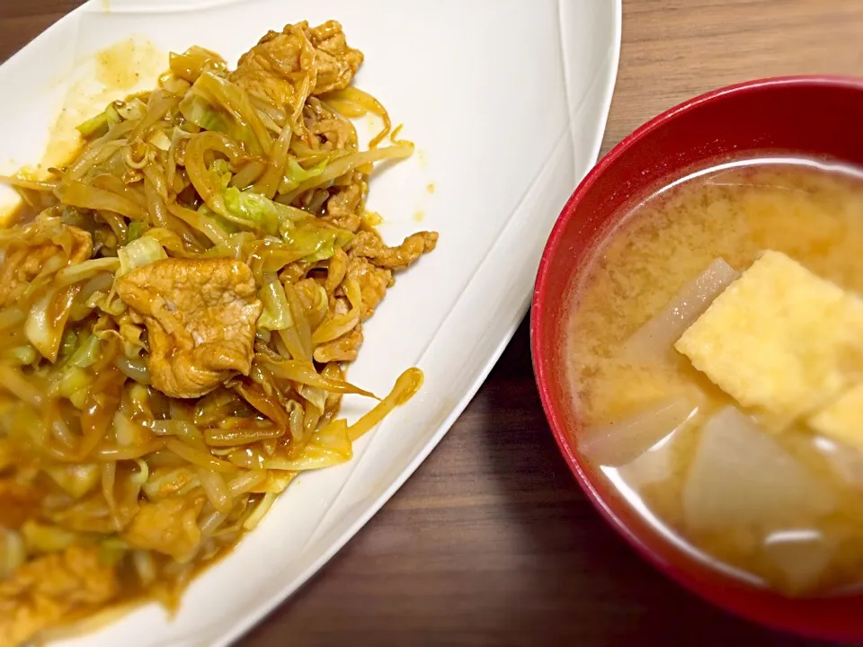 豚肉ともやし、キャベツのカレー炒め|♡あき♡さん