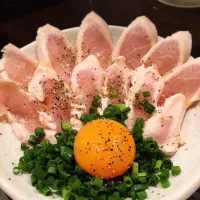 Snapdishの料理写真:鶏ユッケ♩|YU.SUGAYAさん