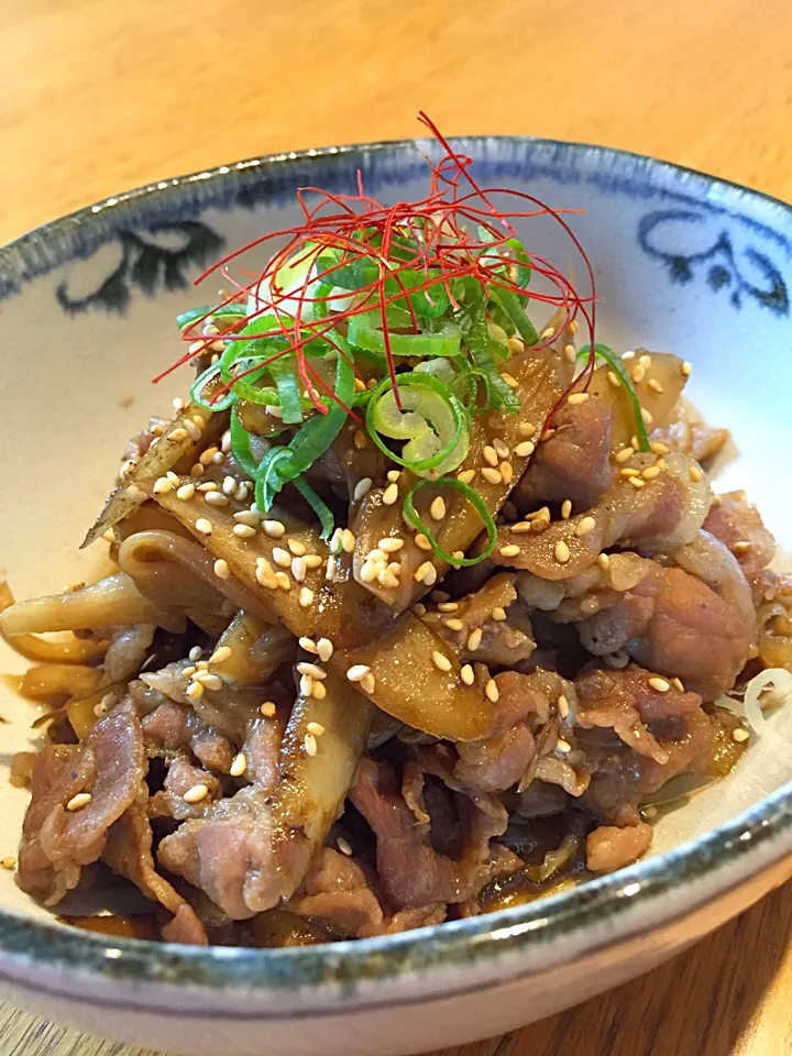 豚肉とごぼうの甘辛煮|まつださんさん