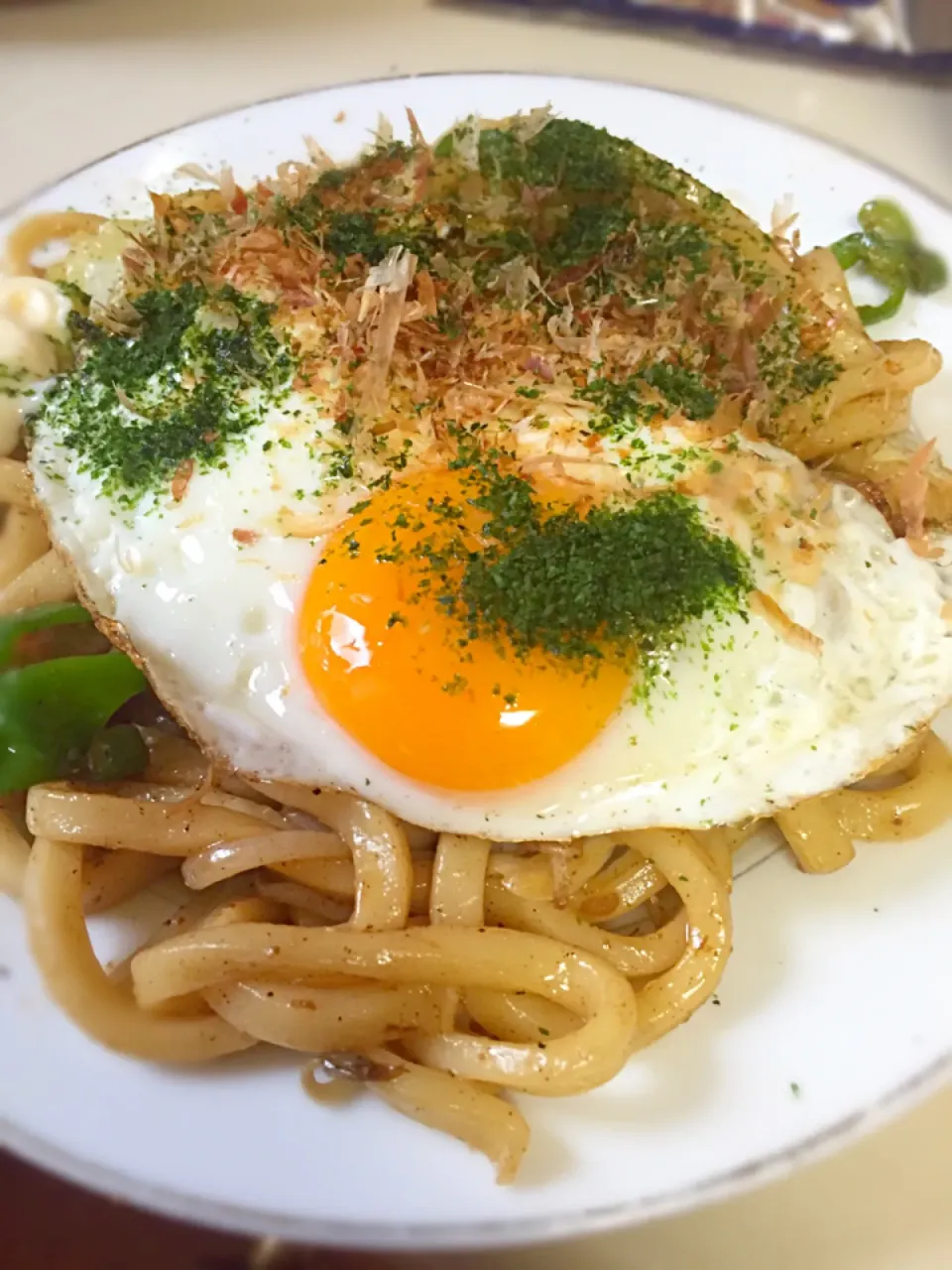 月見焼うどん、山椒醤油味|Kunisanoさん