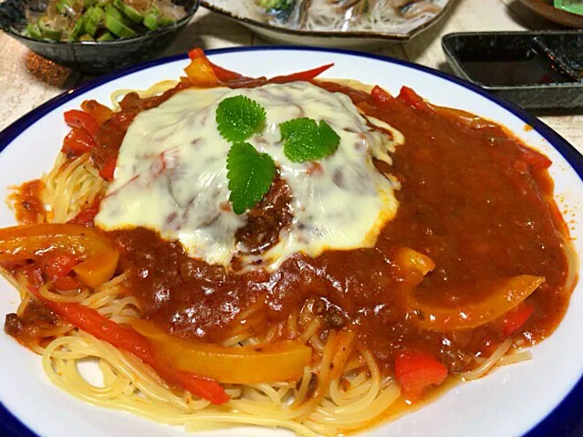 今日の男飯(⌒-⌒; )チーズハンバーグスパゲティ♫|ひーちゃんさん