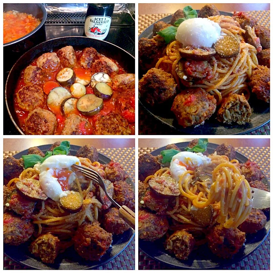 Spaghetti con polpettini🍝ｽﾊﾟｹﾞﾃｨ ｺﾝ ﾎﾟﾙﾍﾟｯﾃｨｰﾆ   Spaghetti w/meatball&tomato sauce🇮🇹ﾐｰﾄﾎﾞｰﾙのﾄﾏﾄｿｰｽ ｽﾊﾟｹﾞﾃｨ|🌈Ami🍻さん