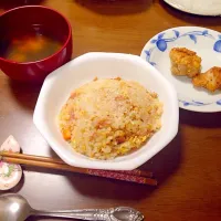 チャーハン、わかめスープ、唐揚げ|三橋 果歩さん