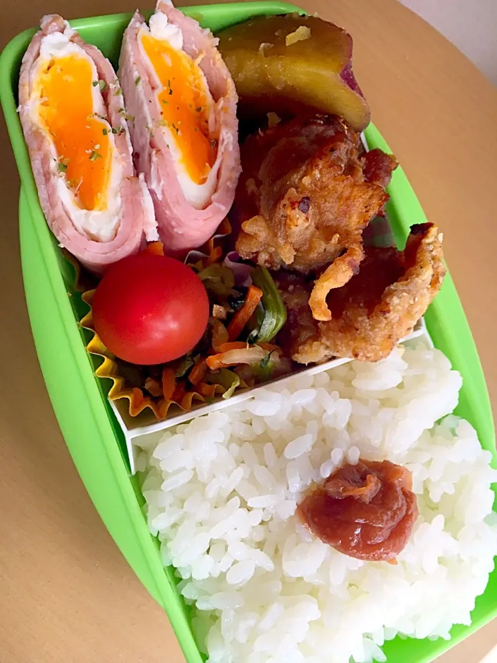 お弁当 とんくんの唐揚げと
サツマイモの甘煮|非公開設定してるのに、たまに一般公開になっちゃってるさん