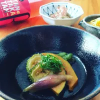 Snapdishの料理写真:maycuiさんは「夏野菜の揚げ浸し」と。鍛高譚Rの楽しみ方アイディアまとめました♪|SnapDishADさん