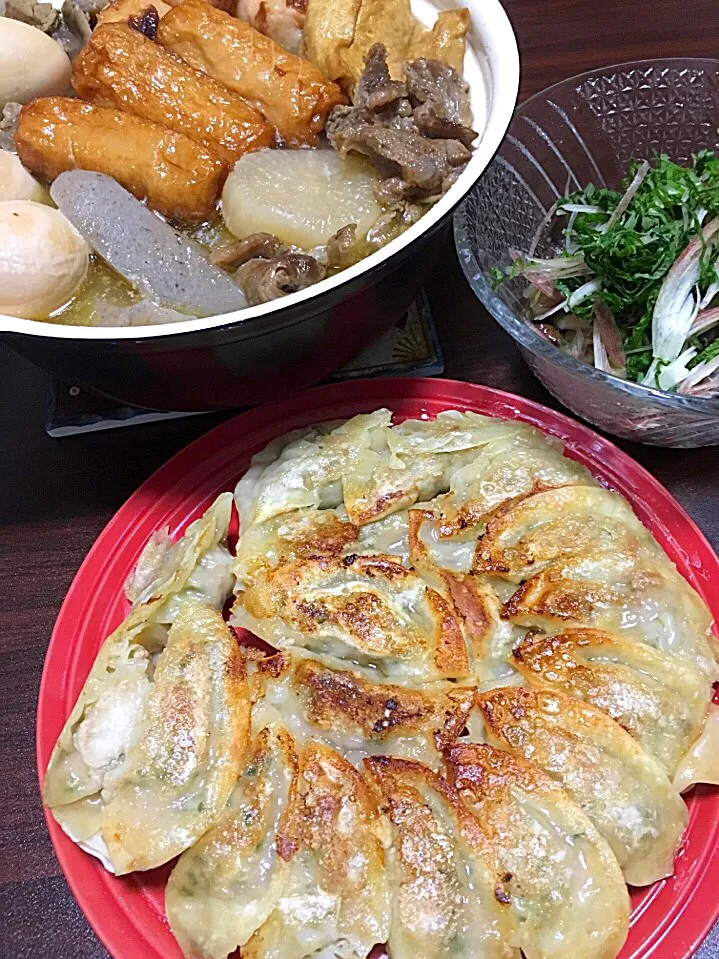 おでん
餃子
ナスのポン酢和え 香味野菜のせ|みっきーさん