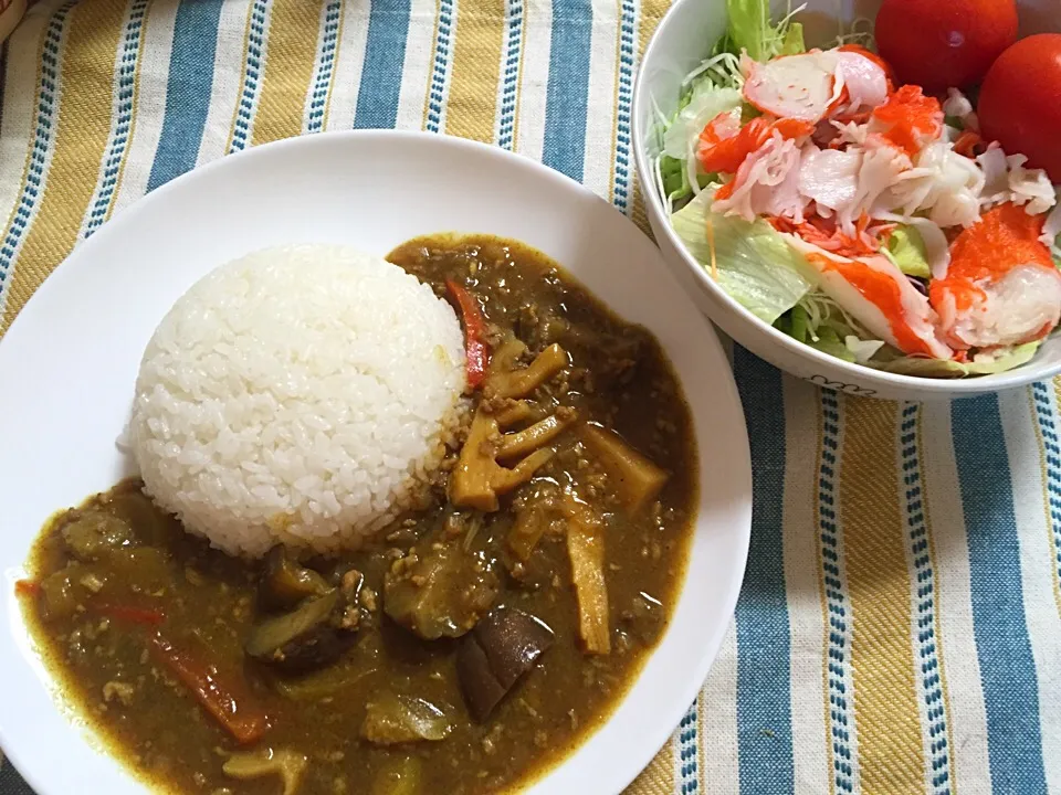 カレーとサラダ|さえさん