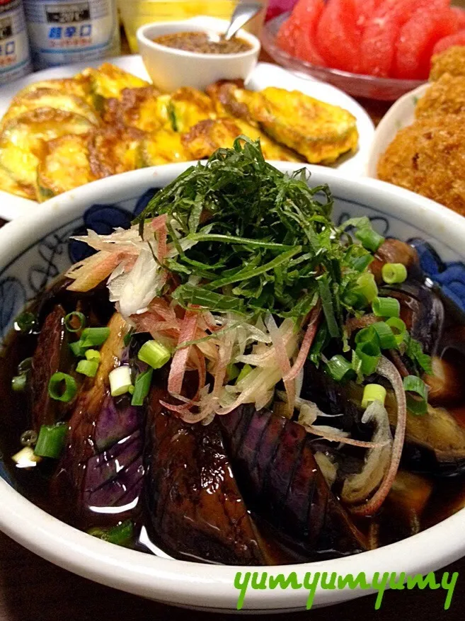 なすの生姜醤油和えです。口当たり良く食べやすいお味♪♪です。白飯や冷やし麺ともご一緒に☆|ゆんゆんゅんさん