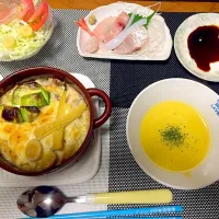 チキングラタンとカボチャのポタージュ❤︎|マナティさん