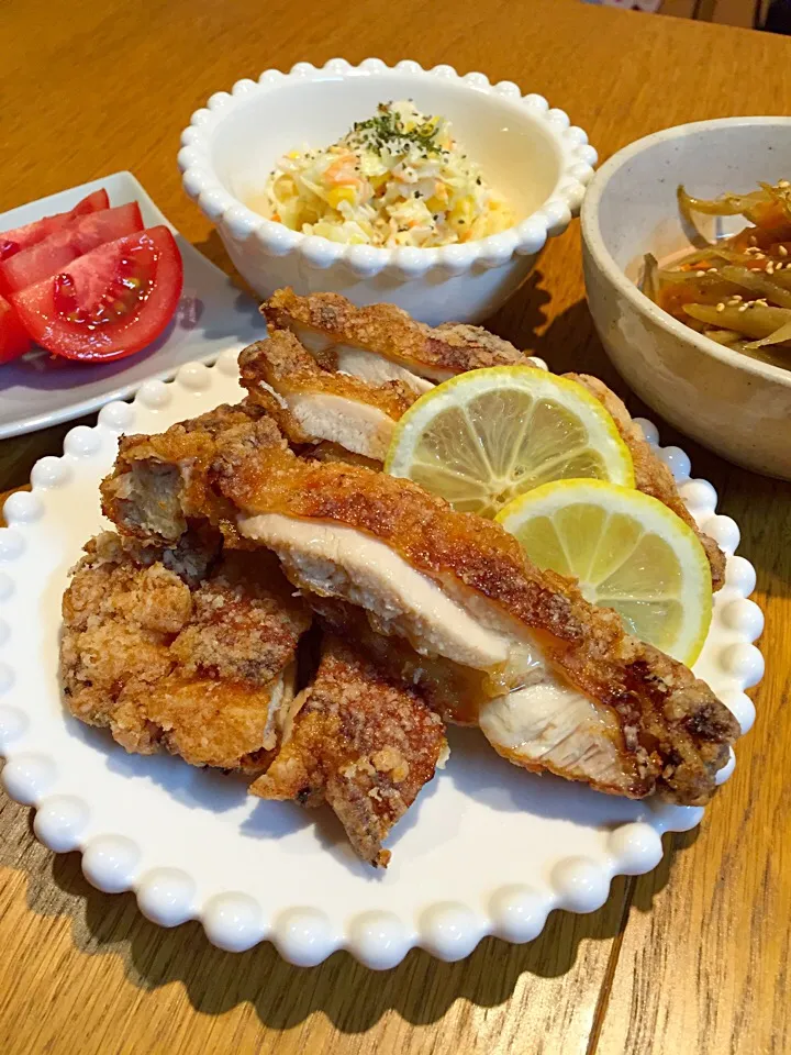 鶏の山賊焼き
コールスロー
きんぴらごぼう
トマト|まつださんさん