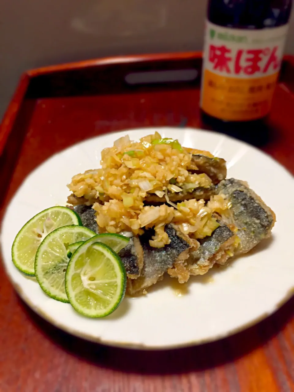 秋刀魚タツタの、蜂蜜すだち香味ソース|FKTMPさん