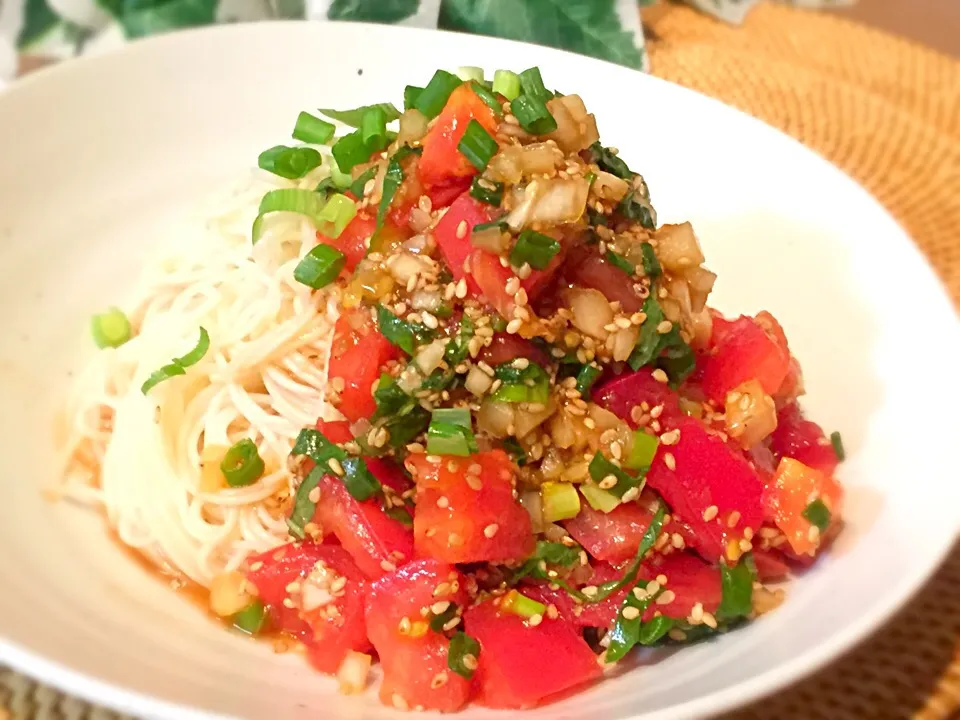 激リピ♡あいさんの料理 さっぱりトマトダレがけ素麺♪|あゆさん