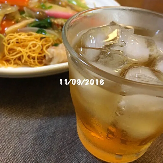 Snapdishの料理写真:金柑酒と皿うどん|友さん