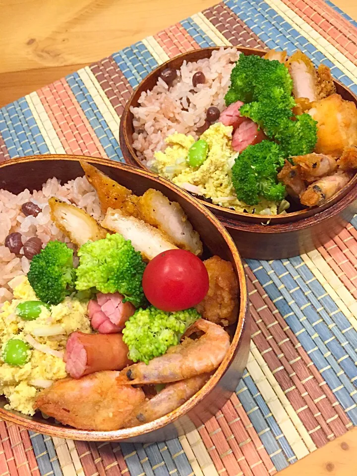 ふたり弁当

あずきご飯
おからのカレー味サラダ
ソーセージ
ささみフライ
たこと小海老の唐揚げ
ブロッコリー
ミニトマト|ひななぎさん