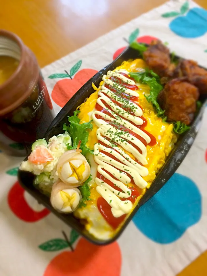 旦那ちゃん弁当🎶
オムライス
唐揚げ
ポテサラ
うずらベーコン
味噌|BooBooさん