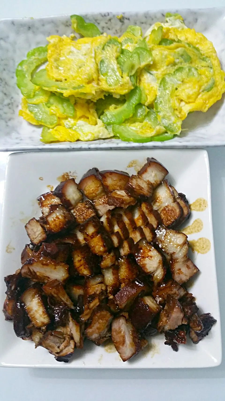 Dinner 😁 Braised Pork Belly & Bitter Melon Fried Egg with Rice 😍👄👅👅👅👅💋💋💋|🌷lynnlicious🌷さん