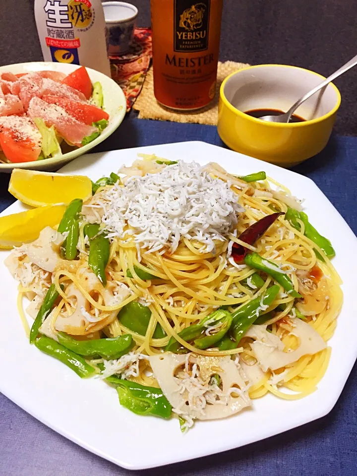 しらすのパスタ 焦がし醤油タレをかけて|ほっけまんさん